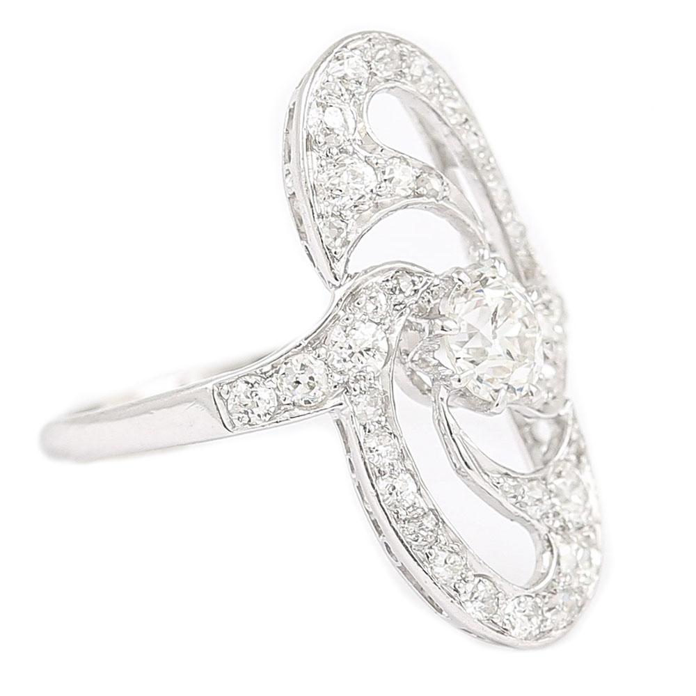 Women's Art Deco Platinum Diamond Engagement Ring circa 1925