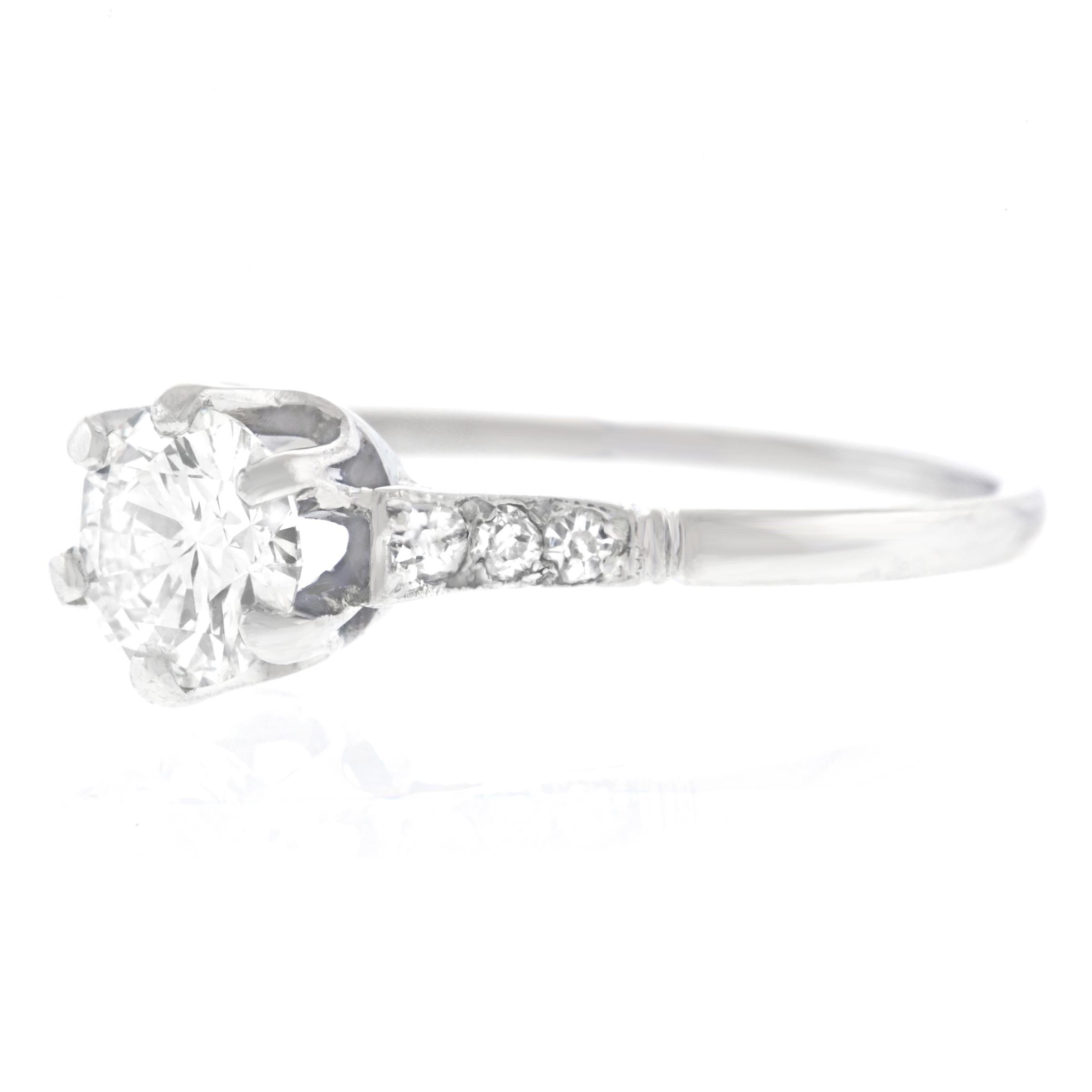 Art Deco Platinum Diamond Engagement Ring In Good Condition In Litchfield, CT