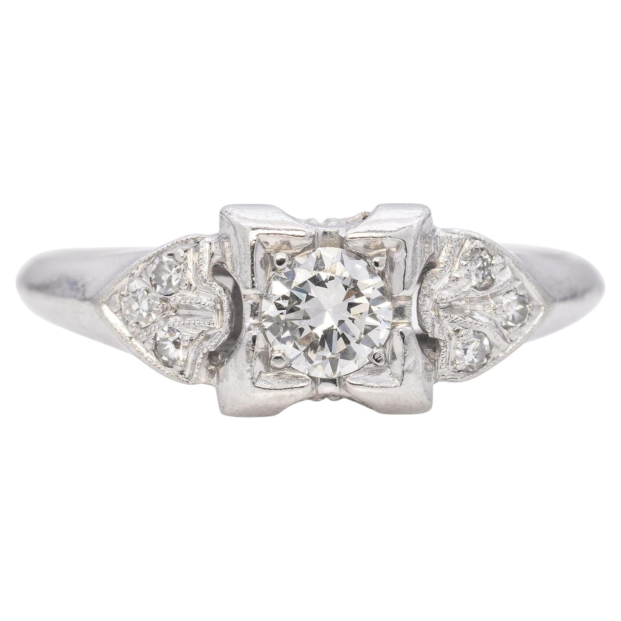 Art Deco Platinum Diamond Engagement Ring