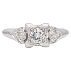 Platin-Diamant-Verlobungsring im Art déco-Stil