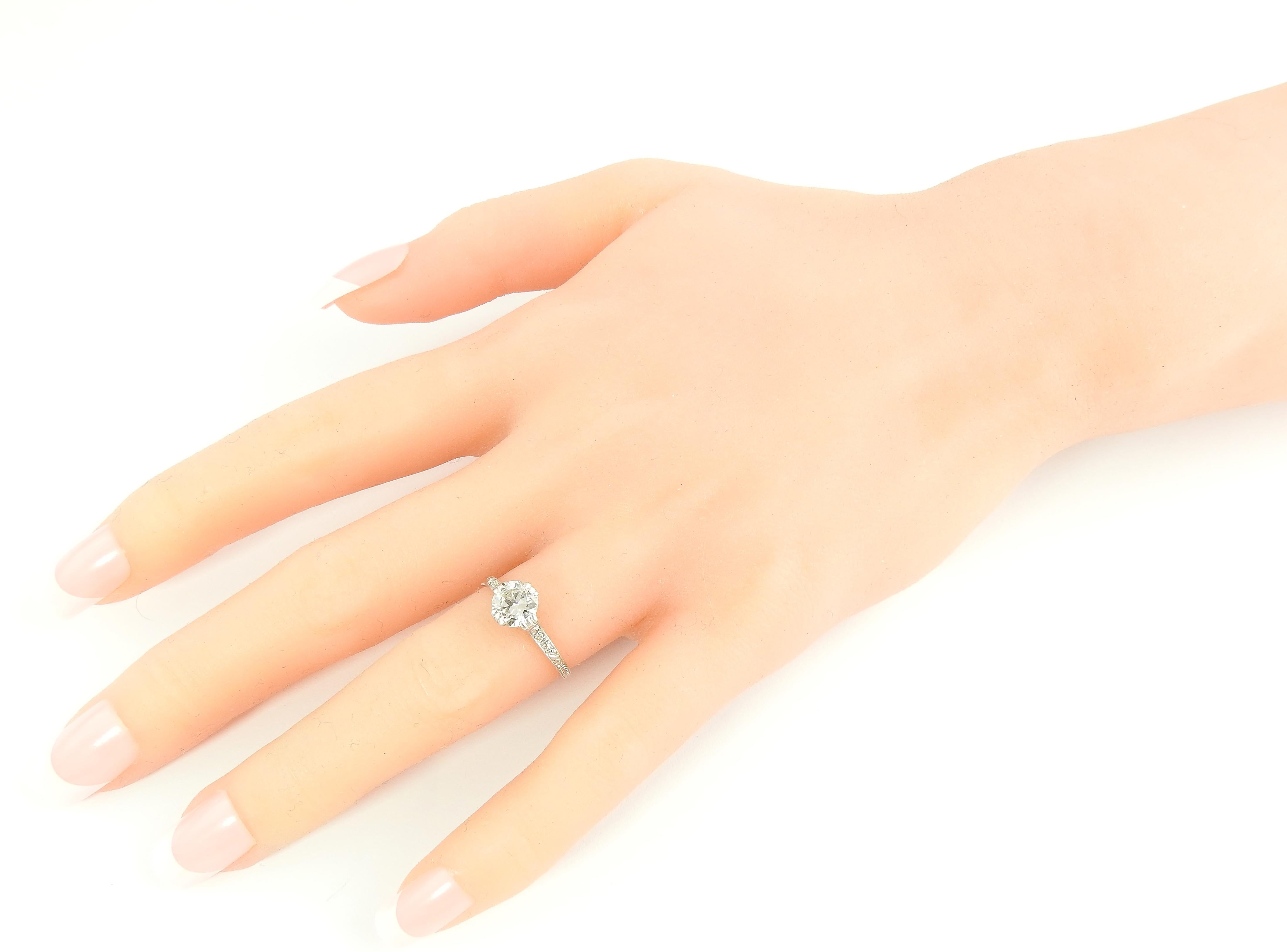 Art Deco Platinum Diamond Engagement Ring 4