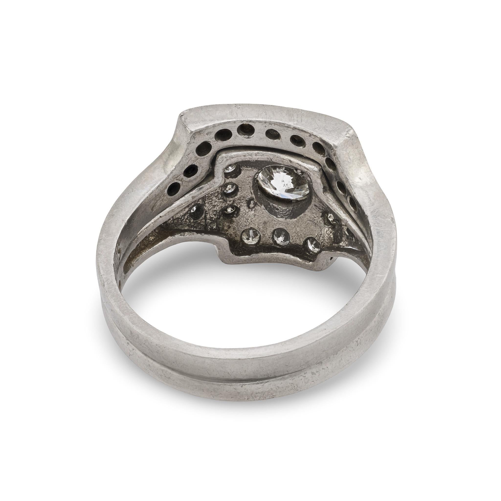 De las mujeres Anillo de Compromiso y Alianza de Platino Art Decó .50ct en venta