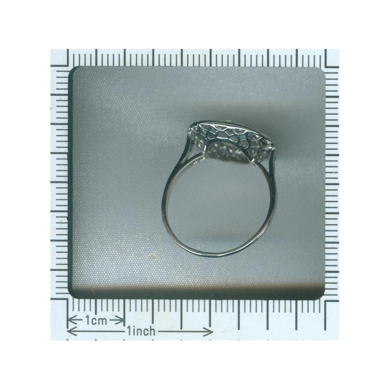 Art Deco Platinum Diamond Engagement Ring with Large Rose Cut Diamond For Sale 7