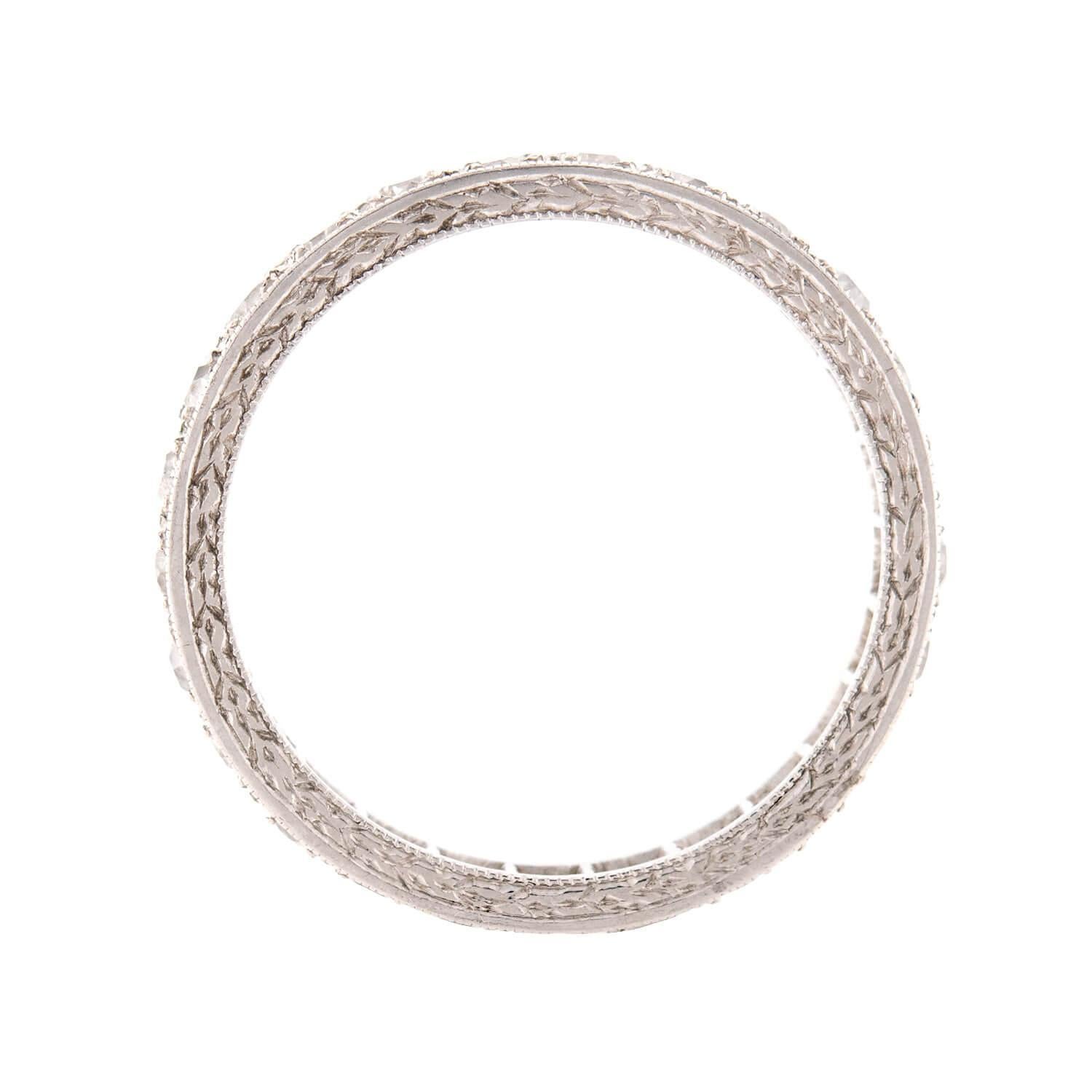 Old Mine Cut Art Deco Platinum Diamond Eternity Band For Sale