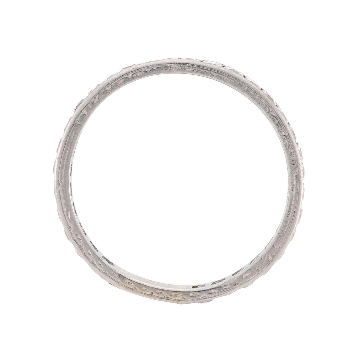 French Cut Art Deco Platinum Diamond Eternity Band For Sale