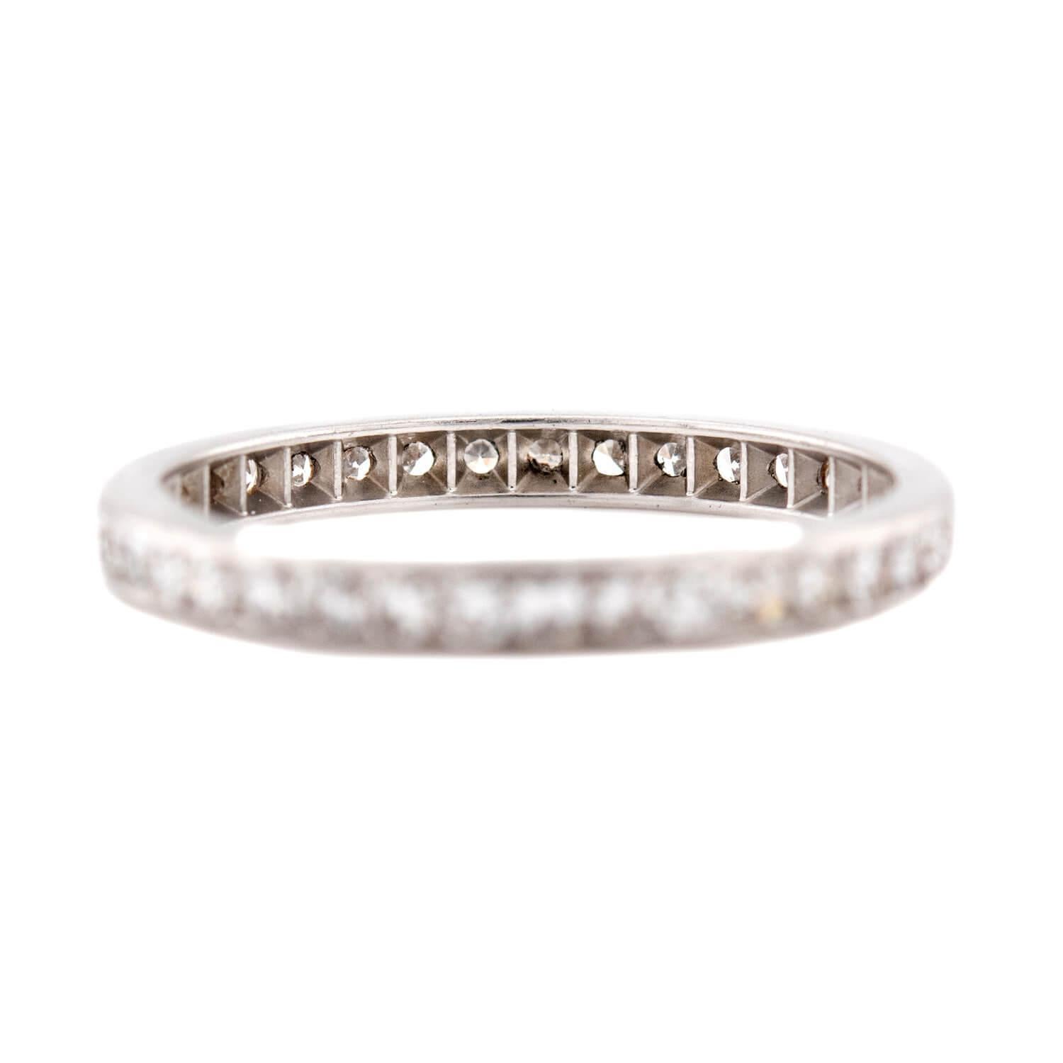 Taglio singolo Fascia Eternity in platino Art Deco con diamante in vendita