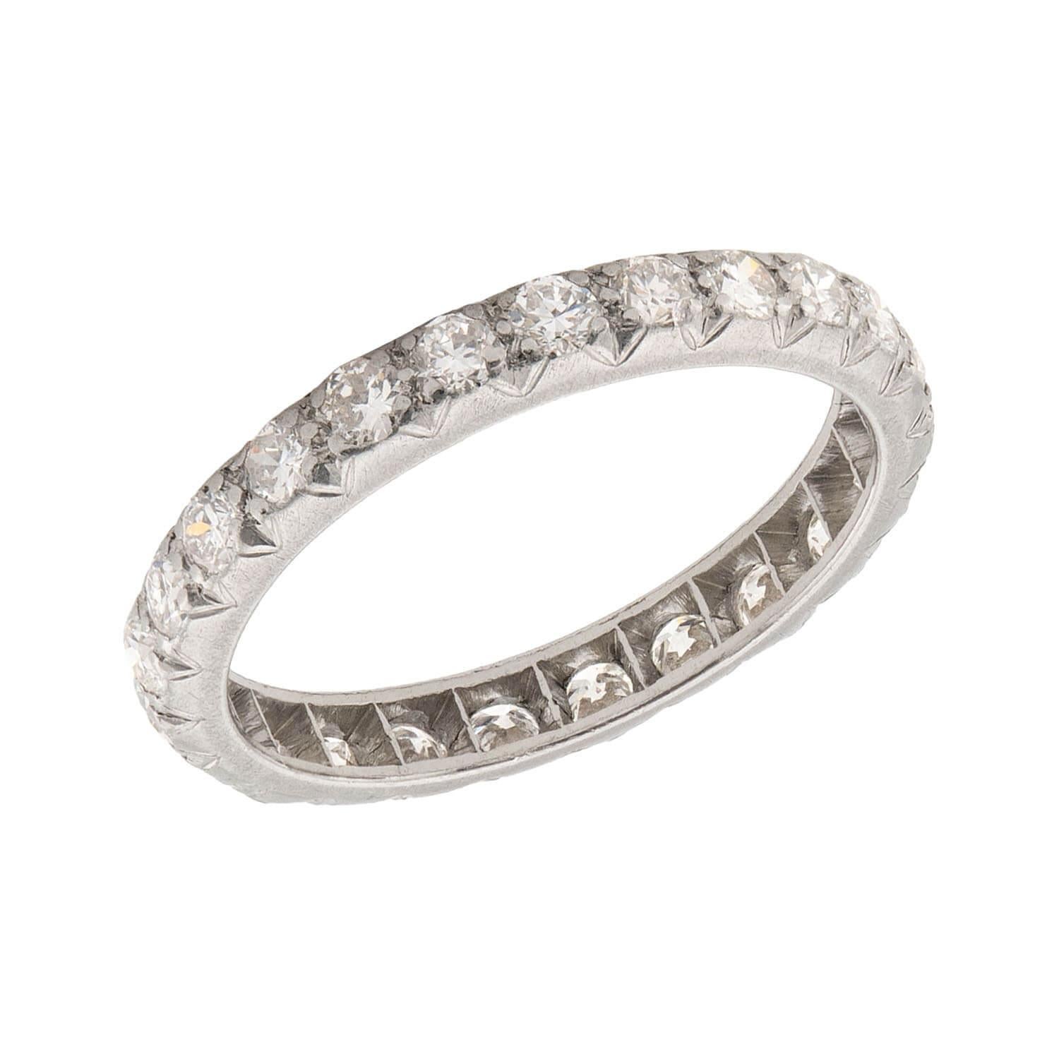 Art Deco Platinum Diamond Eternity Band Corte europeo antiguo en venta