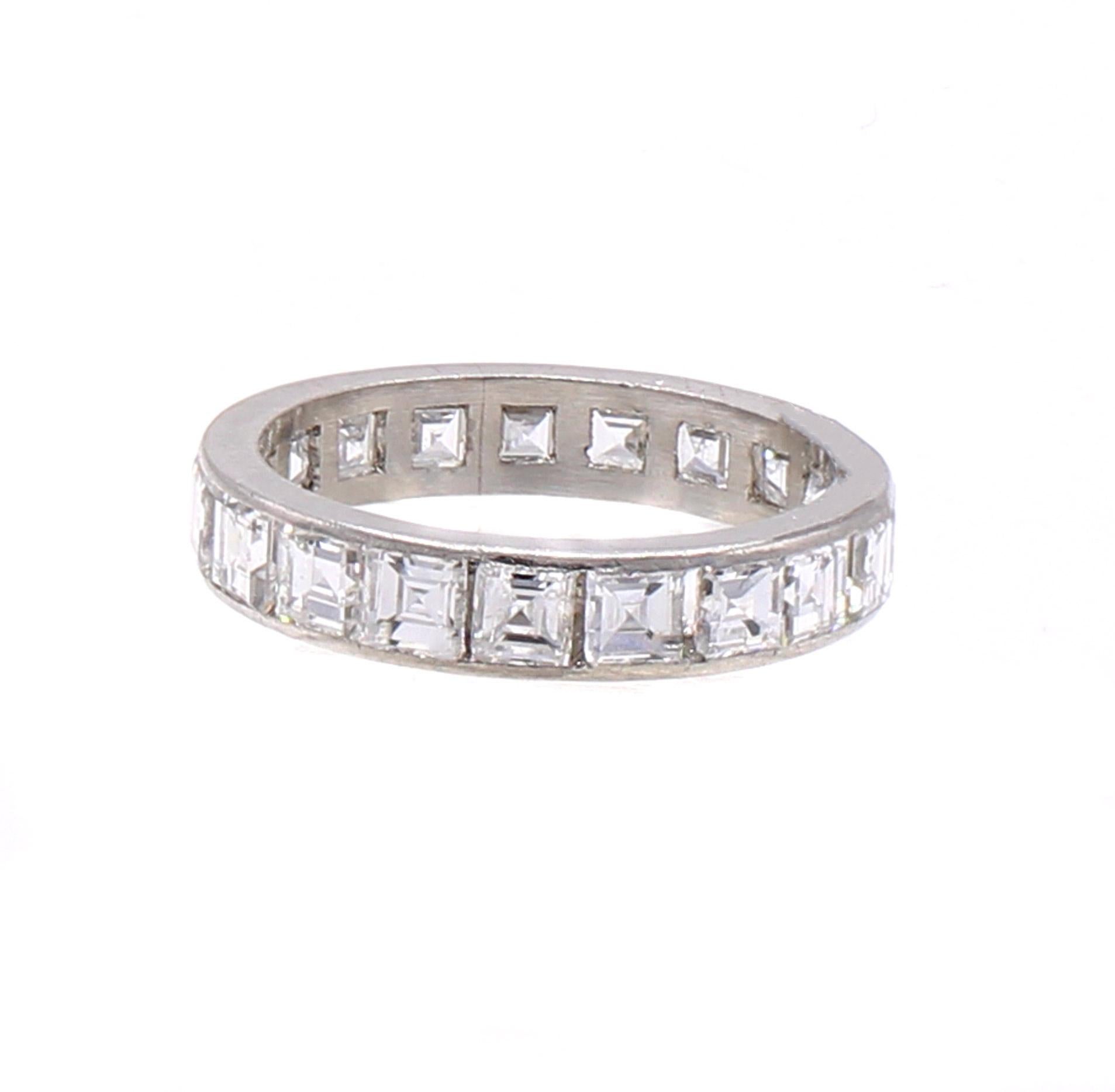 Women's or Men's Art Deco Platinum Diamond Eternity Band For Sale