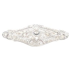 Art Deco Platinum Diamond Filigree Brooch, Approx 5.00 CTW