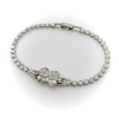 Art Line - Bracelet en platine avec fleurs et diamants