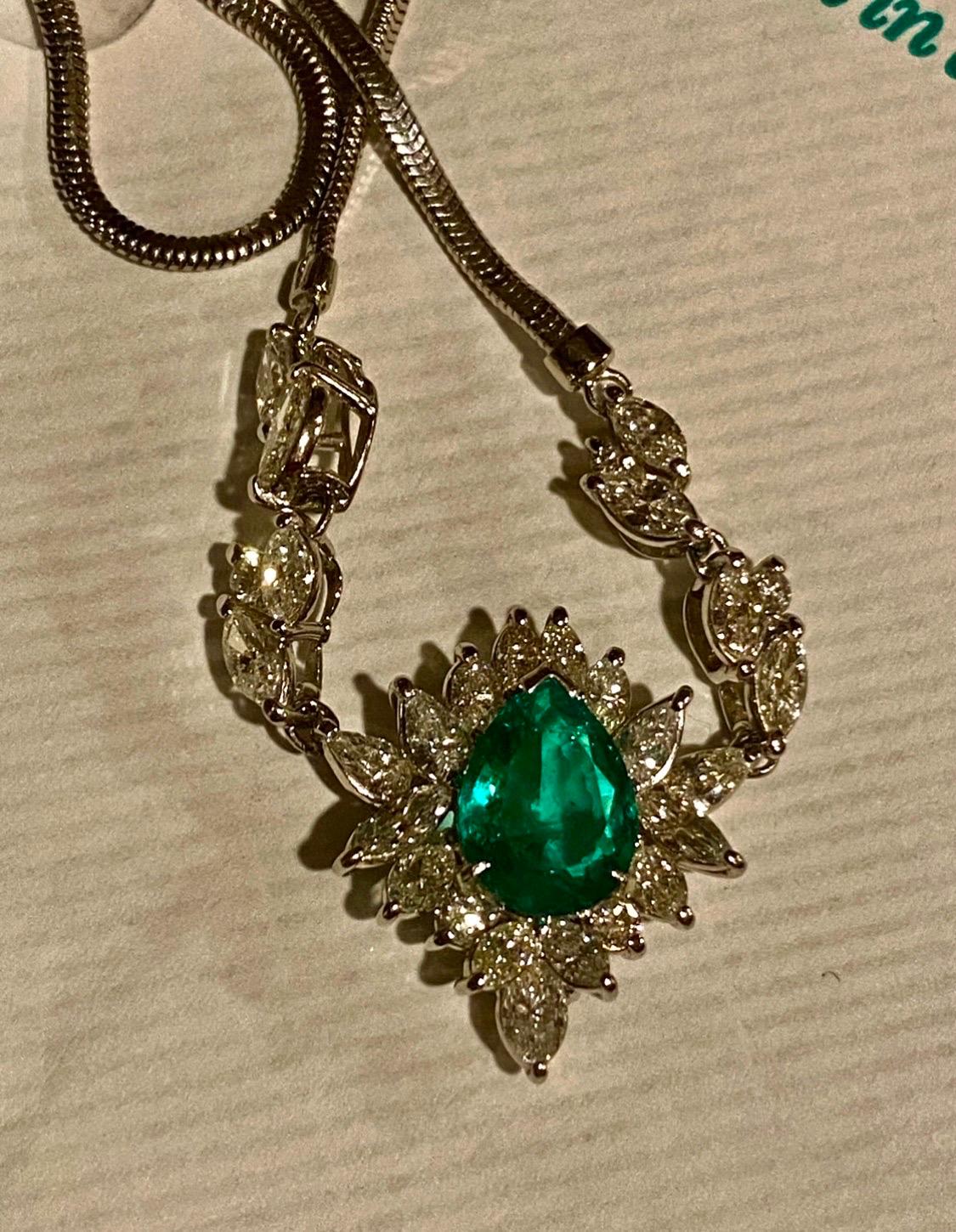 platinum necklace with emerald stone