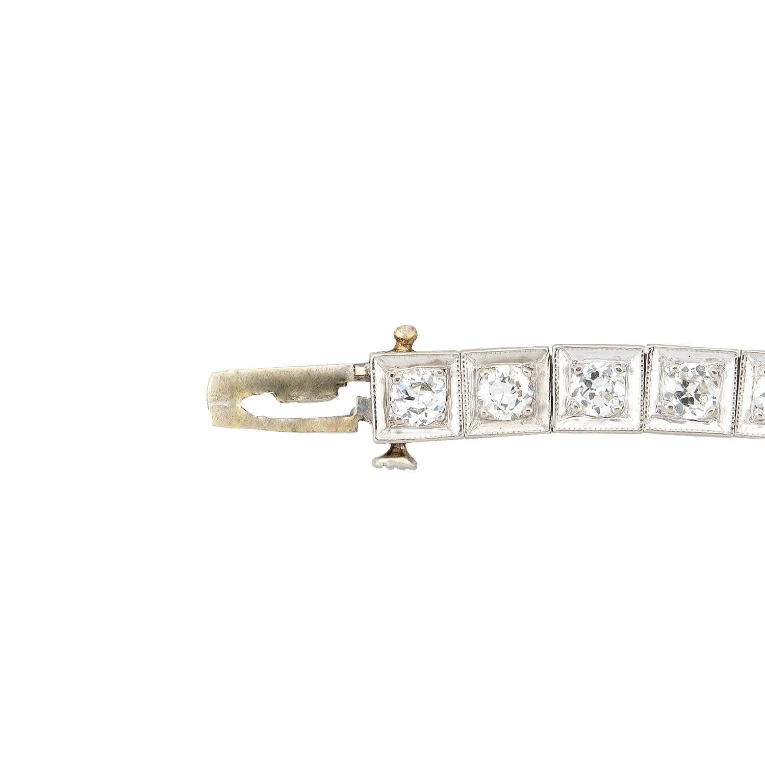 Bracelet ligne Art déco en platine et diamants de 3,5 carats Bon état - En vente à Narberth, PA