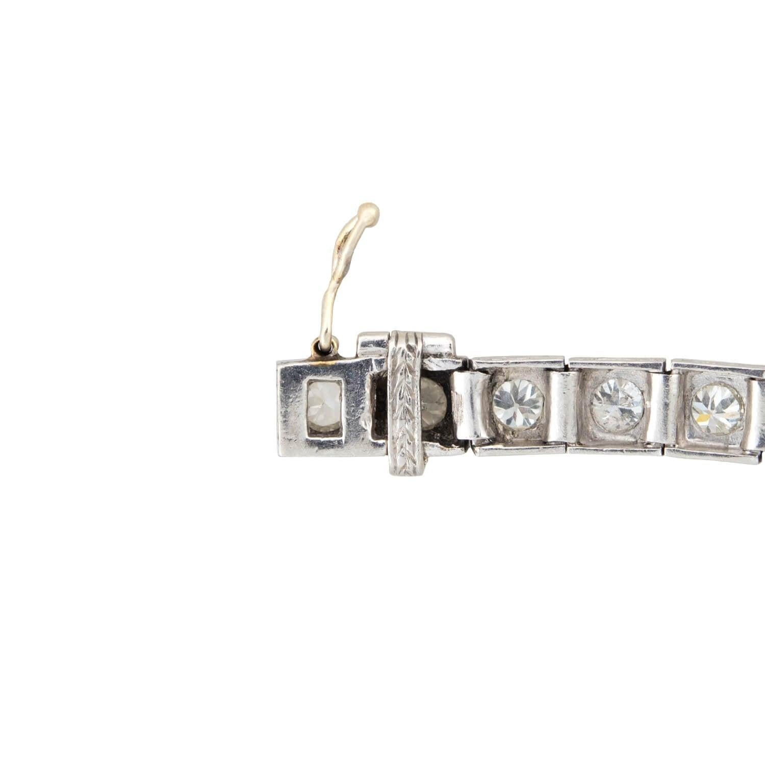 Art Deco Platinum + Diamond Line Bracelet 3.5ctw In Good Condition For Sale In Narberth, PA