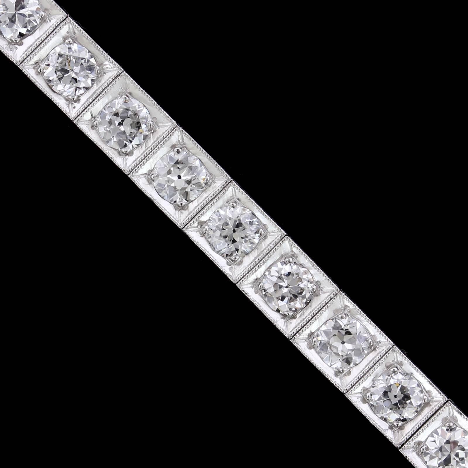 Art Deco Platinum Diamond Line Bracelet In Good Condition In Nashua, NH