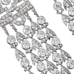 Art Deco Platinum Diamond Long Chandelier Earrings