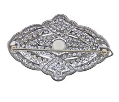 Art Deco Platinum Diamond Moonstone Brooch Pendant
