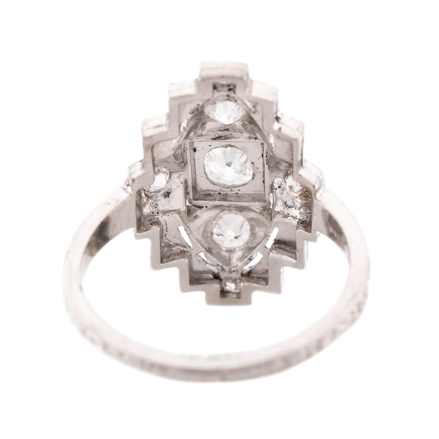 Anello Navette in platino Art Deco con diamante In condizioni buone in vendita a Narberth, PA