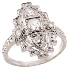 Art Deco Platin Diamant Navette Ring