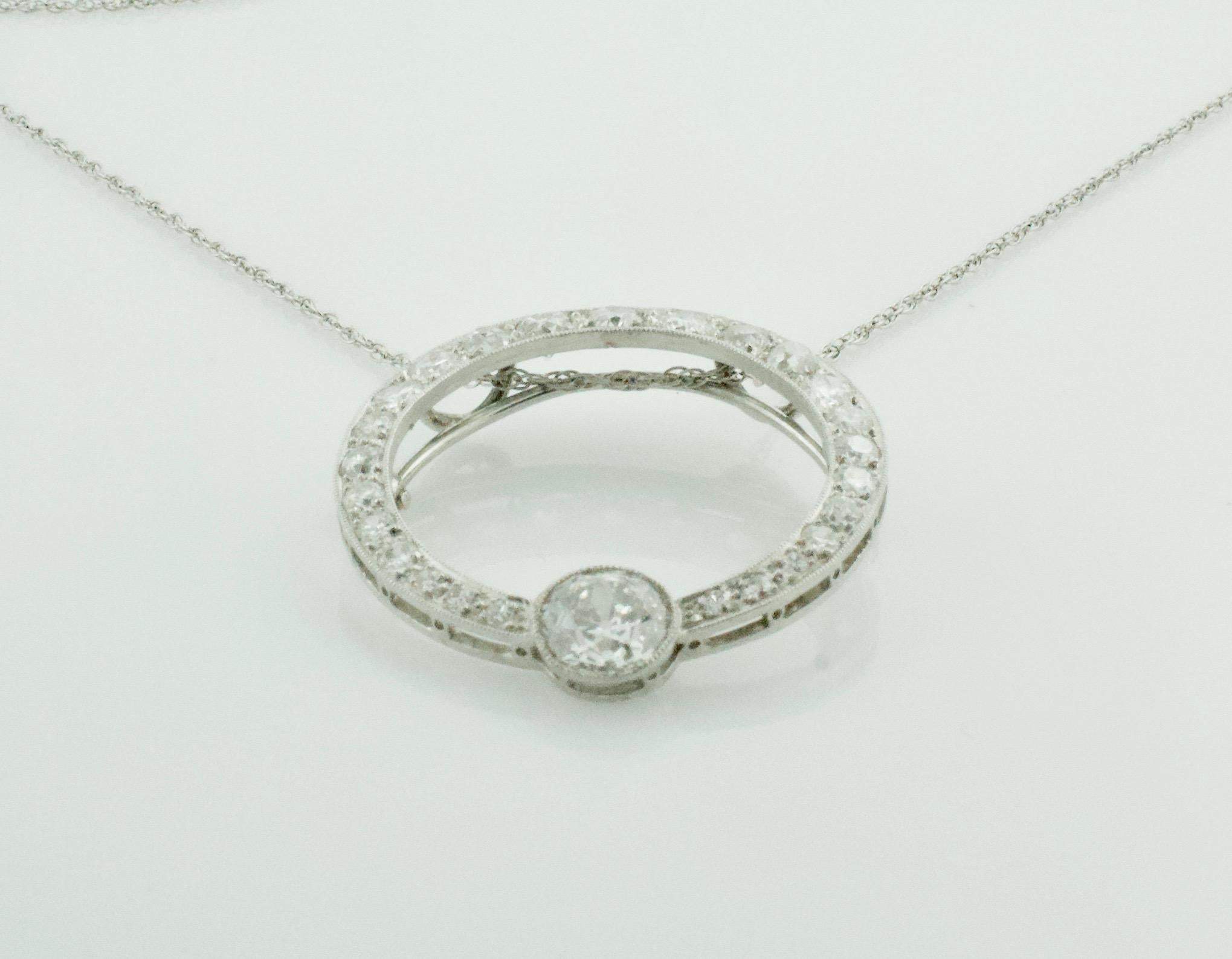 Art Deco Platinum Diamond Necklace / Brooch, circa 1920's 4