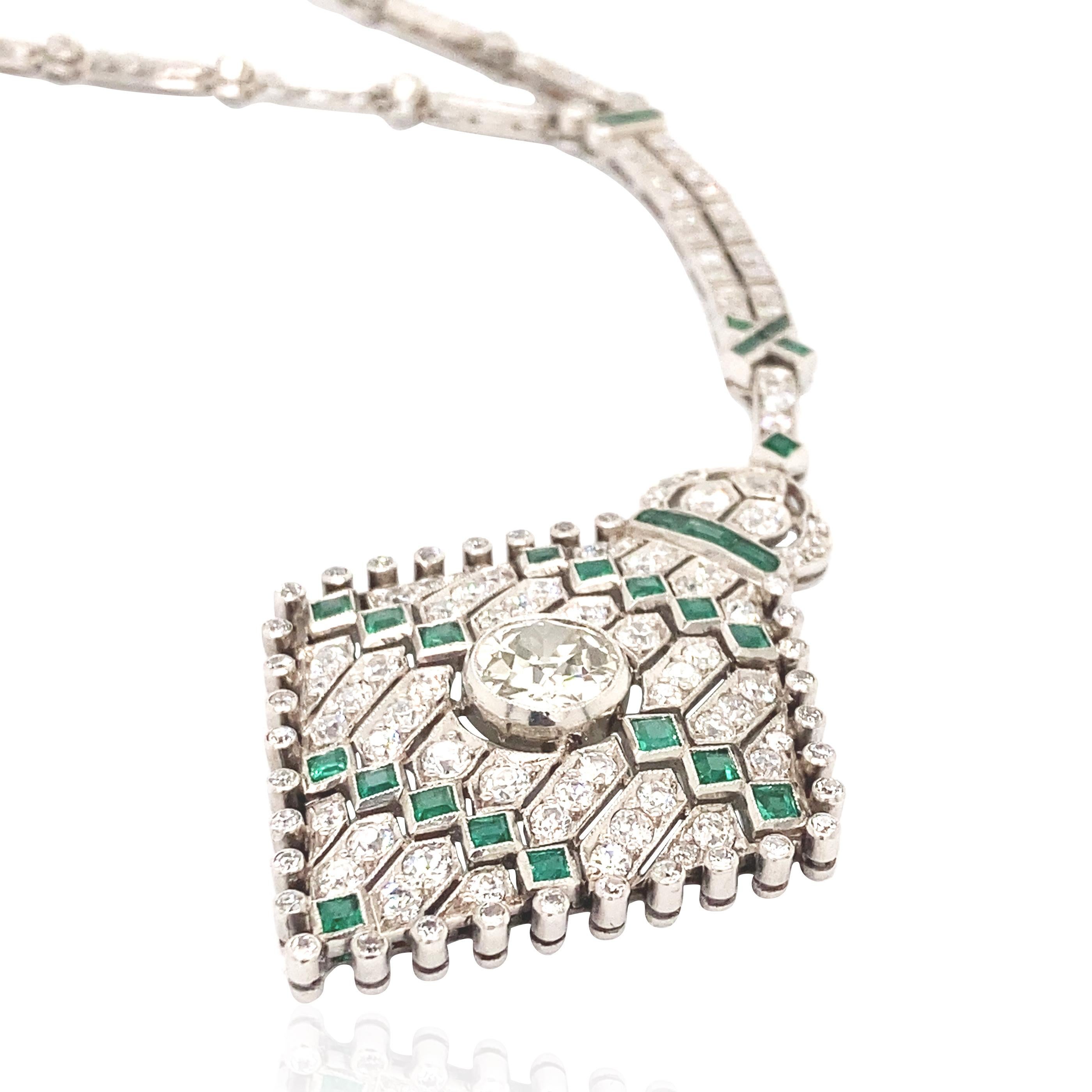 Art Deco, Platinum Diamond Necklace Bon état - En vente à New York, NY