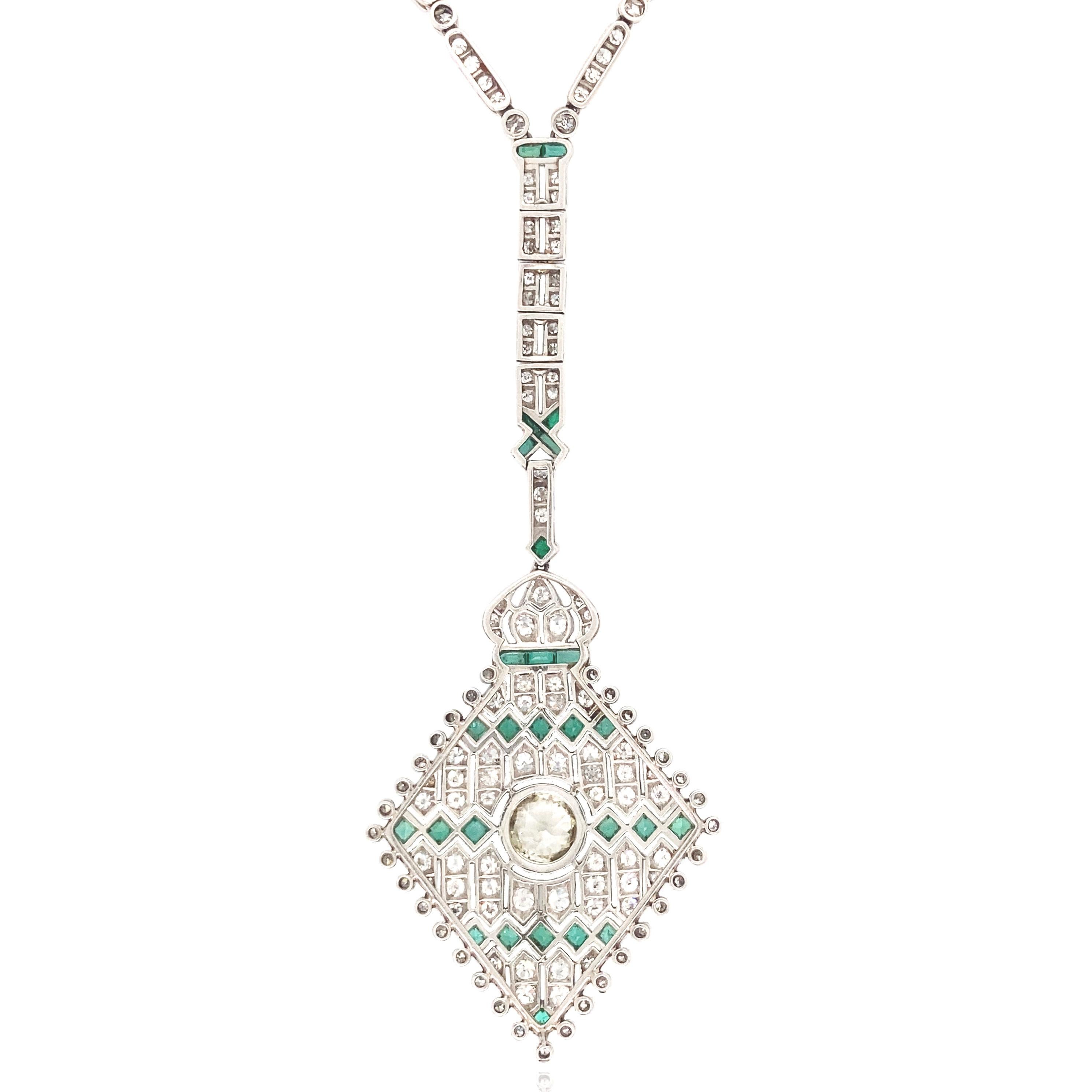 Art Deco, Platinum Diamond Necklace Unisexe en vente