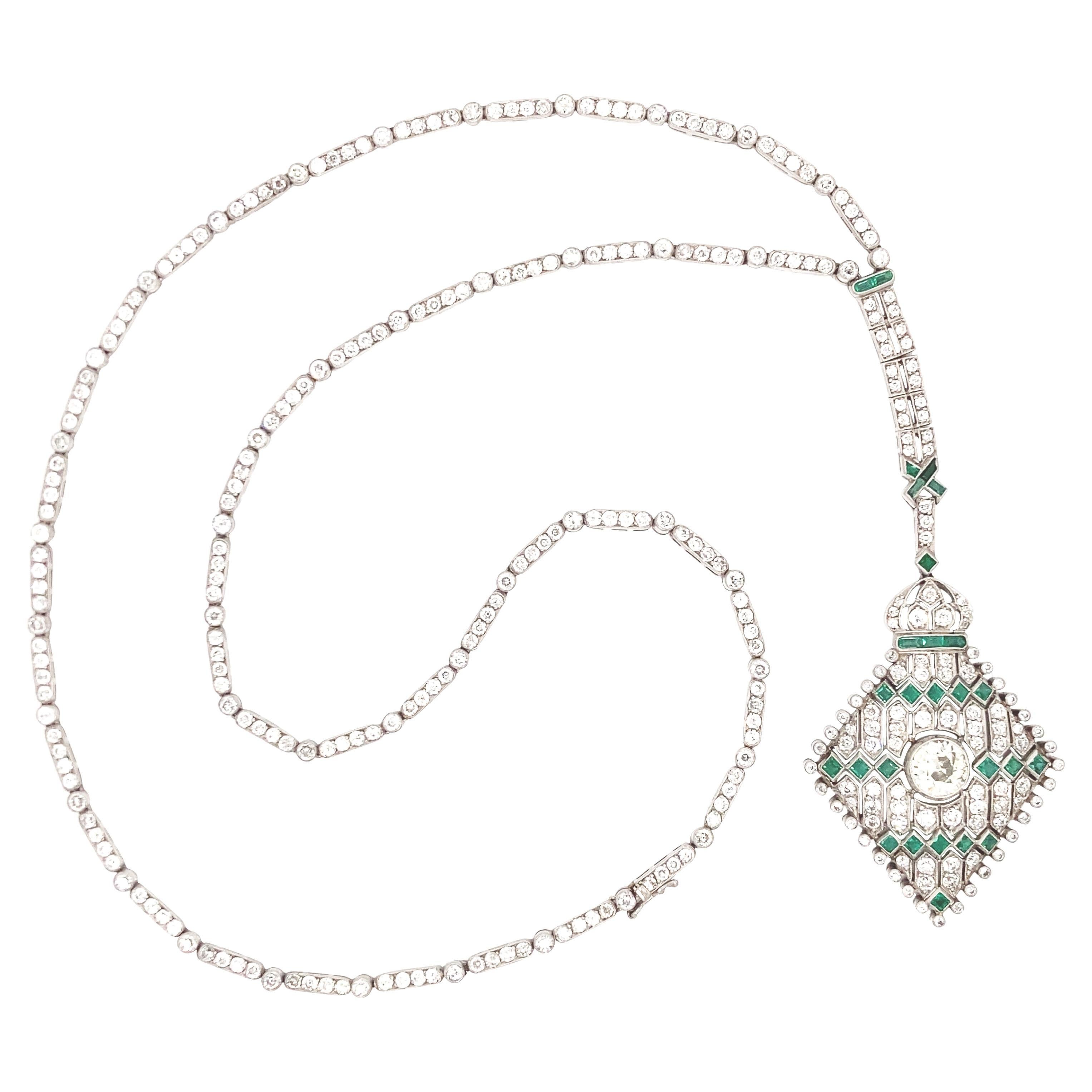 Art Deco, Platinum Diamond Necklace en vente