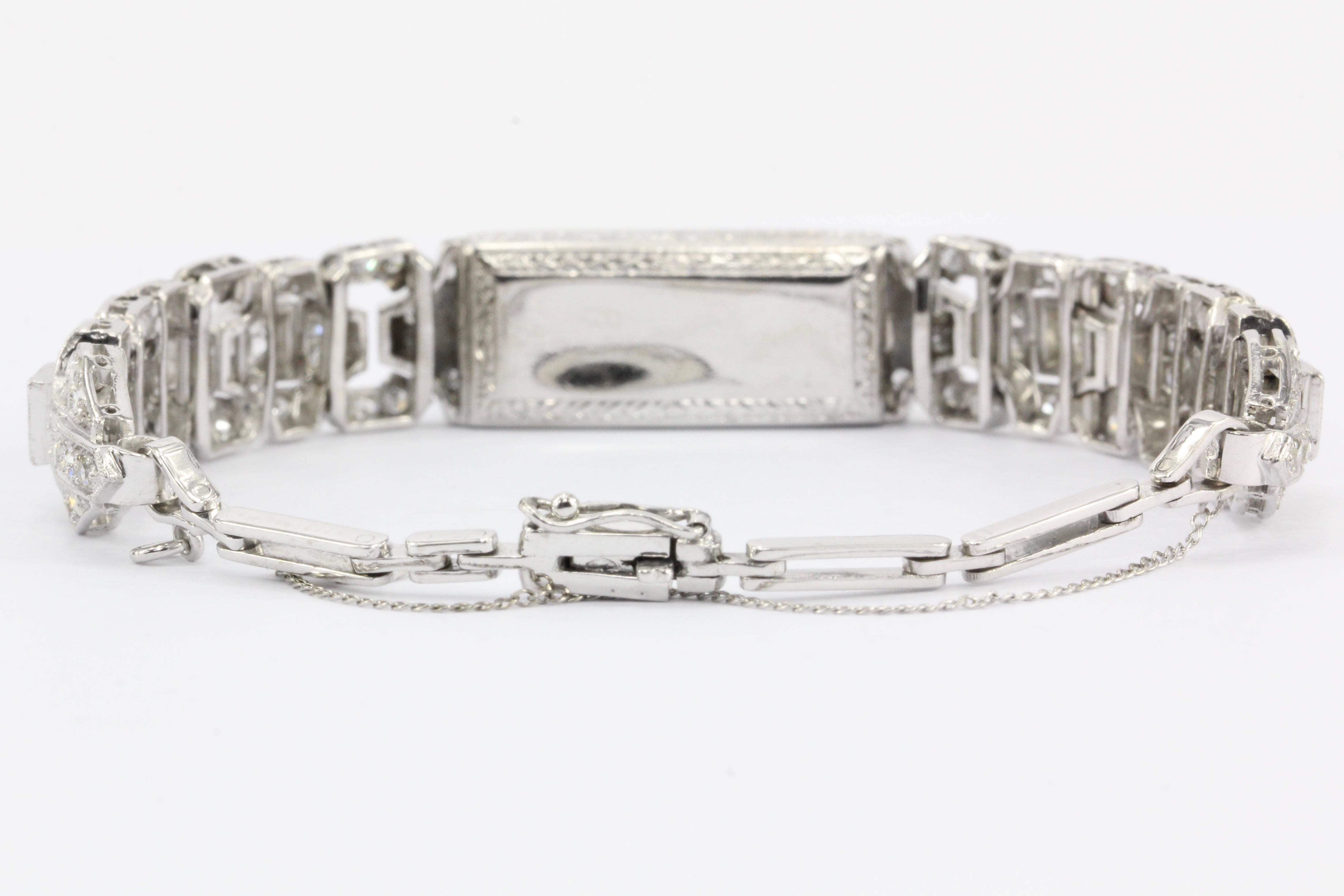 Art Nouveau Art Deco Platinum Diamond Onyx Conversion Bracelet, circa 1930s