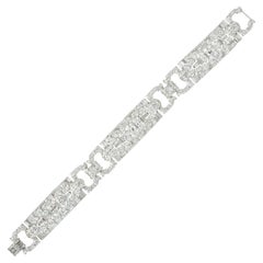 Art Deco Platinum Diamond Panel Link Bracelet