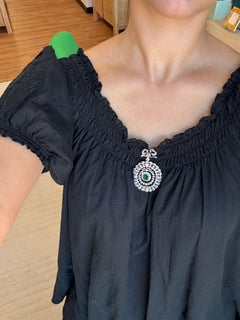 Art Deco Platinum, Diamond, Pearl, and Emerald Bow Brooch