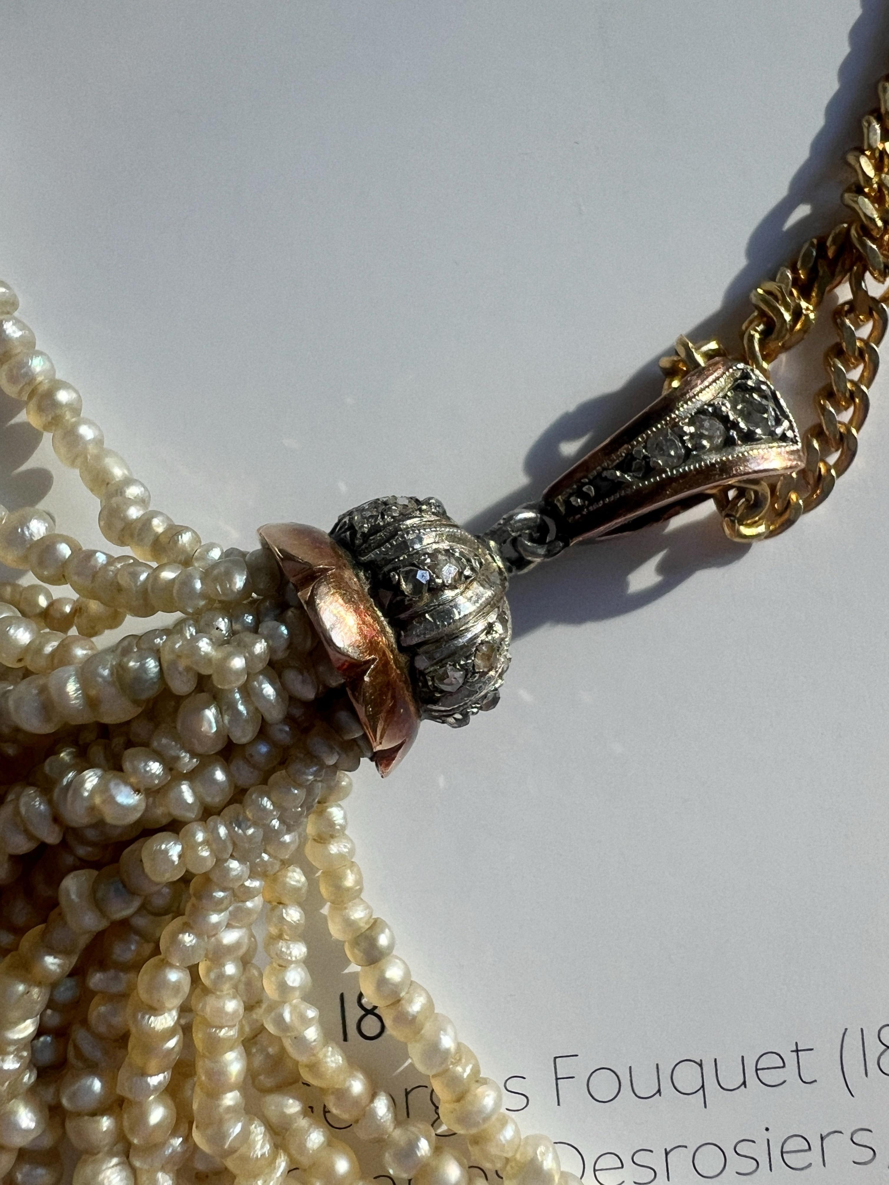 Art Deco platinum diamond pearl tassel pendant For Sale 5