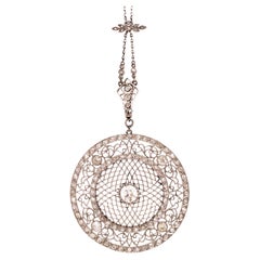 Art Deco Platin-Diamant-Anhänger-Halskette