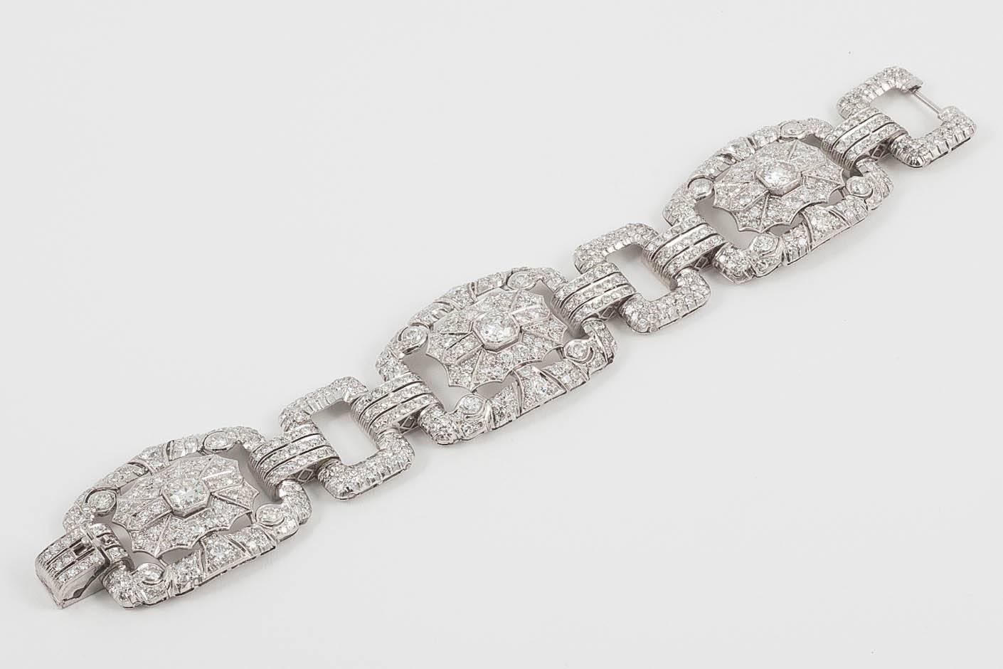 Art Deco Platinum Diamond Plaque Bracelet - Serious Offers Invited For Sale 2