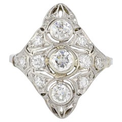 Antique Art Deco Platinum Diamond Ring – 1.18 TCW Ring Size 8.25 IGI Certified