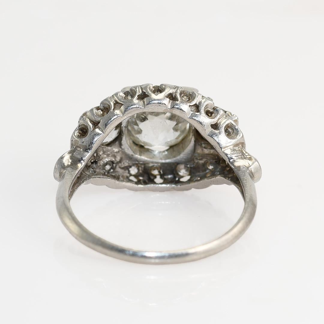 Art Deco Platin-Diamantring, 3,00tdw, Art déco (Alteuropäischer Schliff)