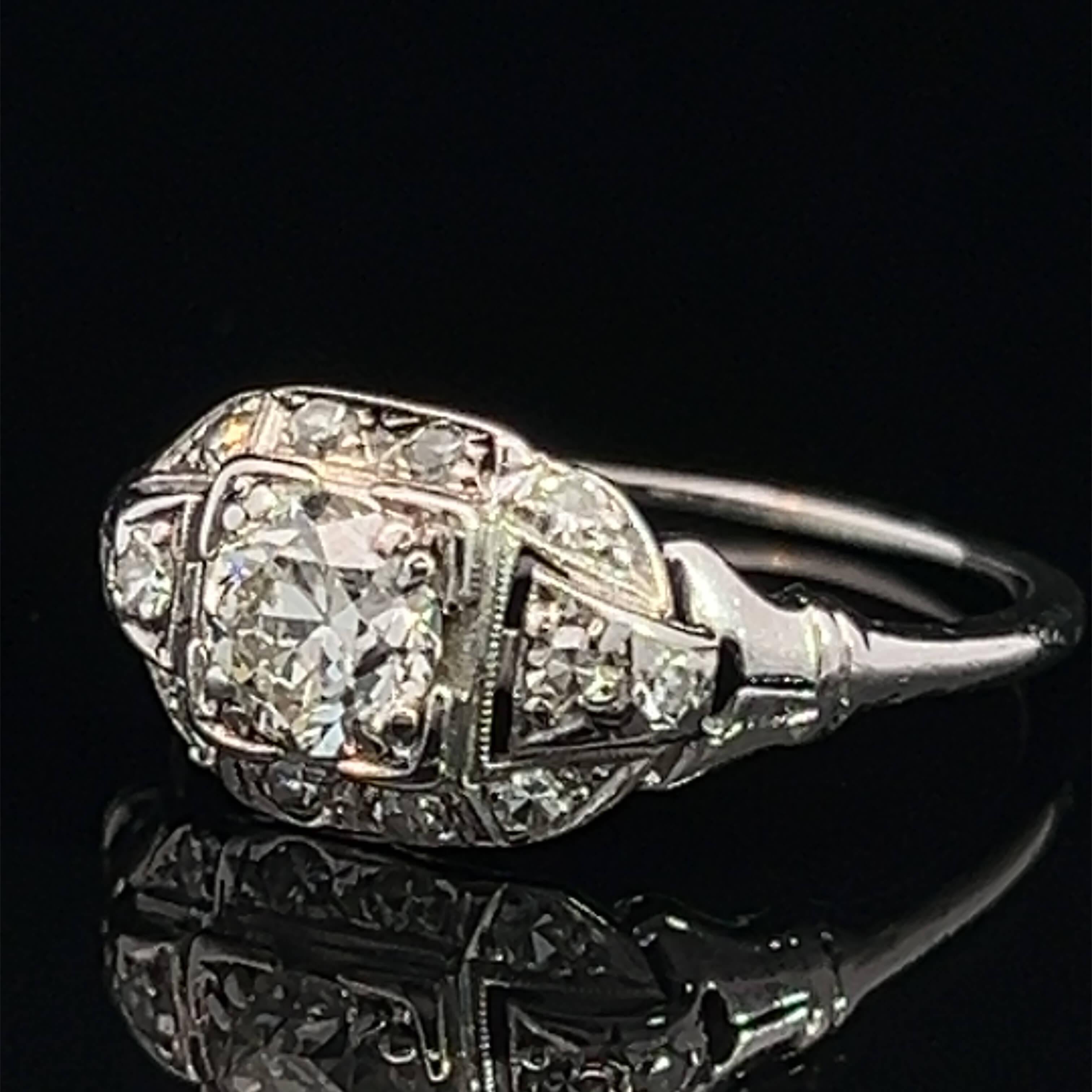 Art Deco Platinum, Diamond Ring Circa 19030s For Sale 5