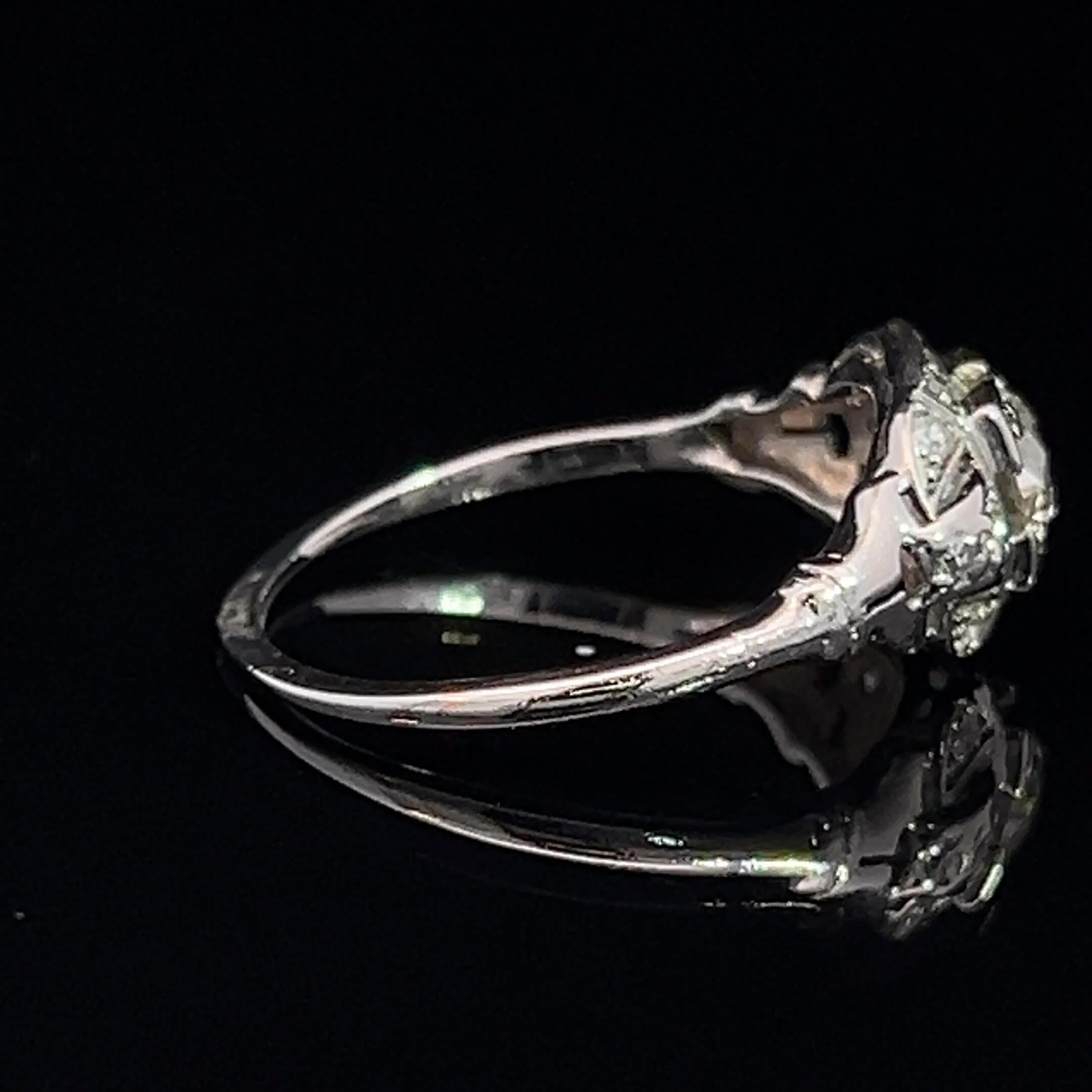 Women's or Men's Art Deco Platinum, Diamond Ring Circa 19030s For Sale