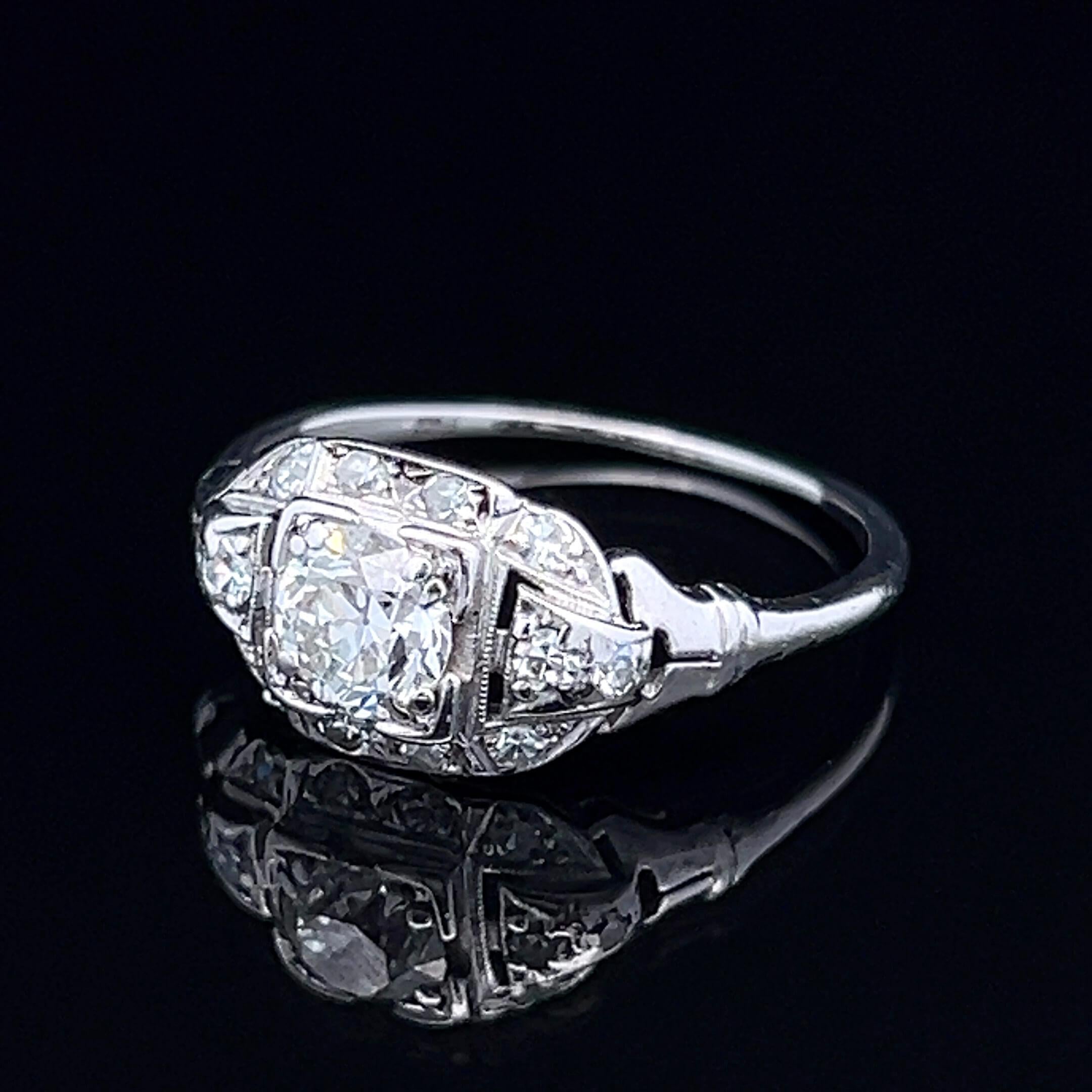 da uomo o donna Anello di diamanti in platino Art Deco Circa 19030 in vendita