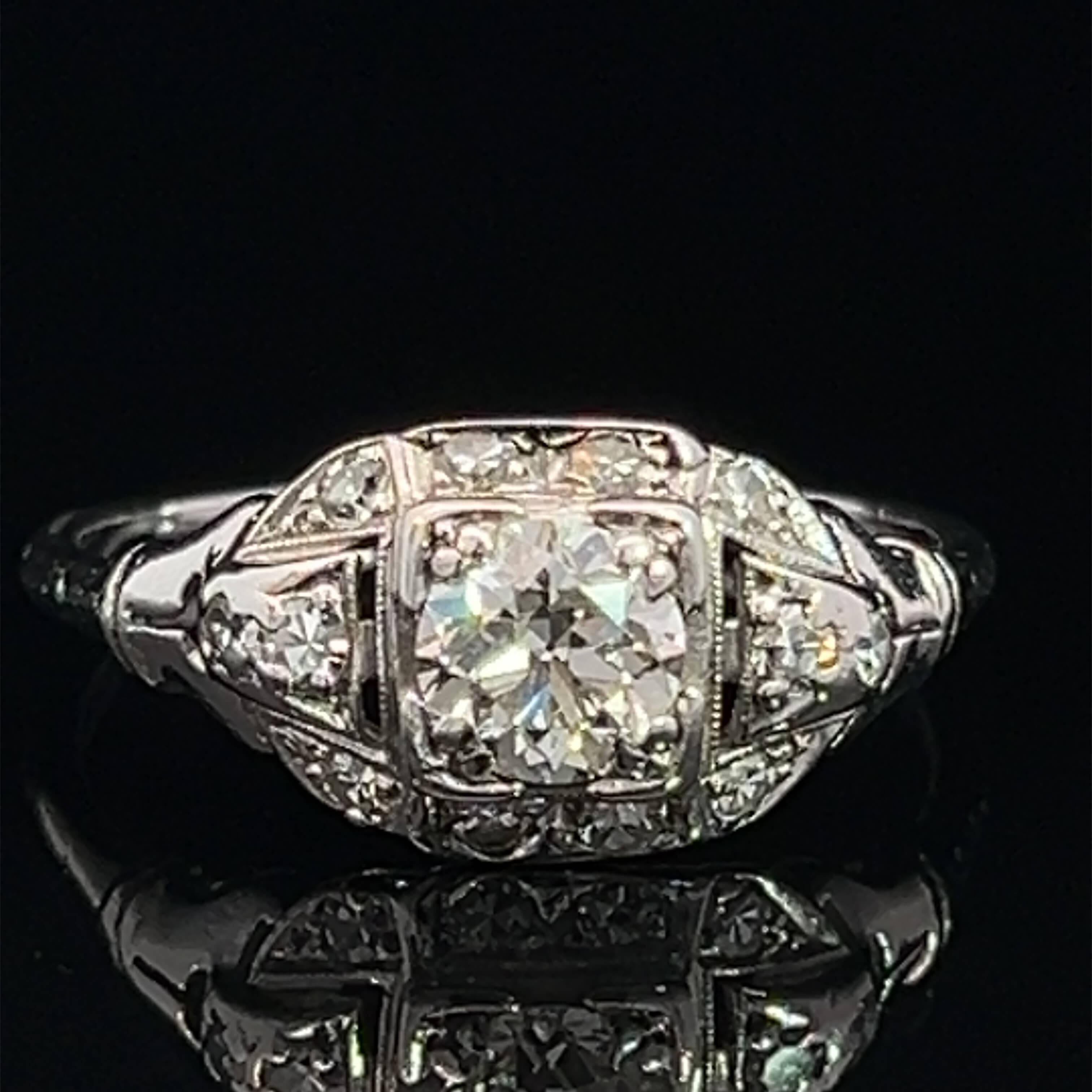 Art Deco Platinum, Diamond Ring Circa 19030s For Sale 4