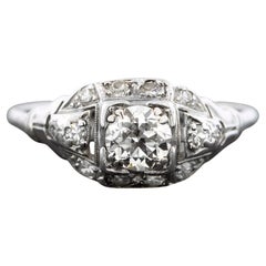 Vintage Art Deco Platinum, Diamond Ring Circa 19030s