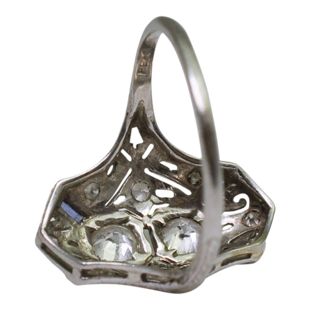 Art Deco Platinum Diamond Ring In Excellent Condition In ALTRINCHAM, GB