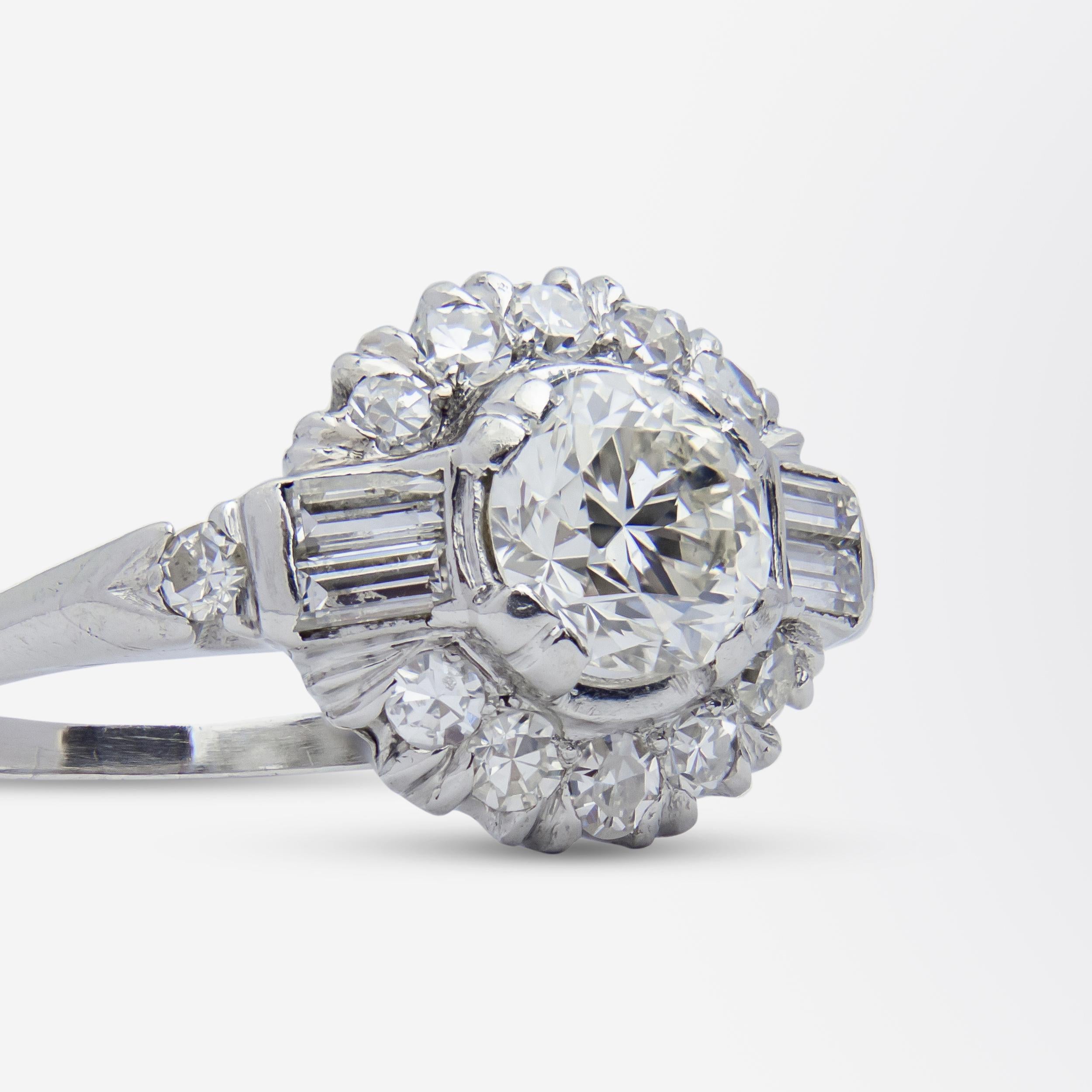 da uomo o donna Anello Art Deco in platino e diamanti in vendita