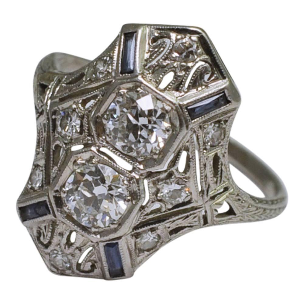 Art Deco Platinum Diamond Ring 2