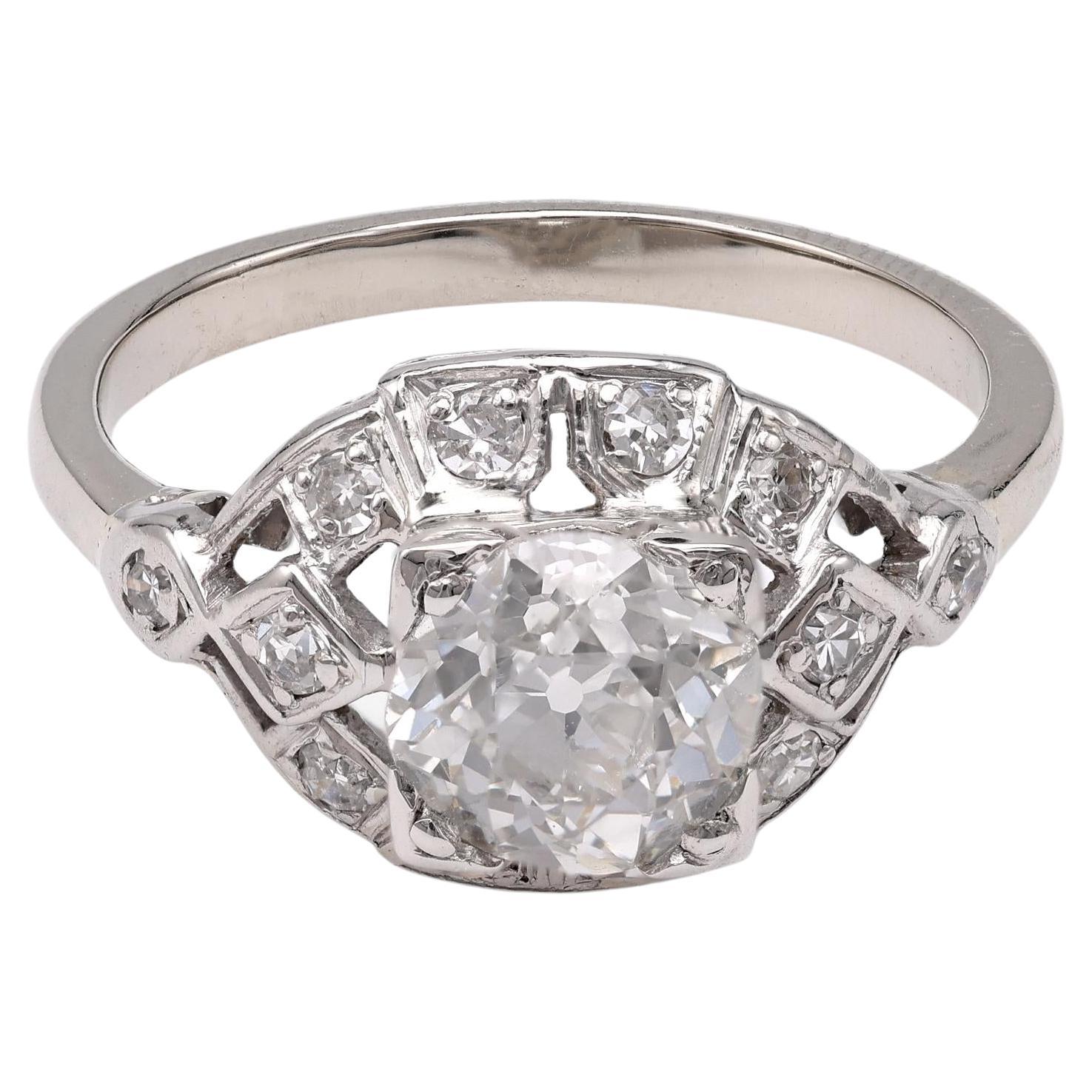 Anello Art Deco con diamante in platino