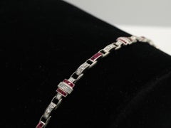 Art Deco Platinum Diamond Ruby Bracelet