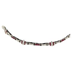 Art Deco Platinum Diamond Ruby Bracelet