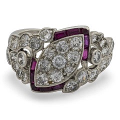 Art Deco Platinum Diamond & Ruby Ring