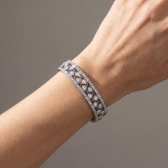 Art Deco Platinum Diamond & Sapphire Bracelet, Approx. 8.28 ct Diamonds
