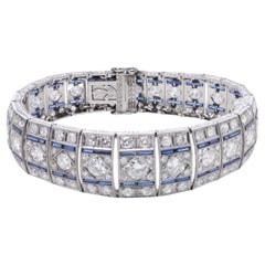 Art Deco Platinum Diamond & Sapphire Bracelet