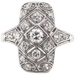 Art Deco Platinum Diamond Shield Style Cocktail Ring