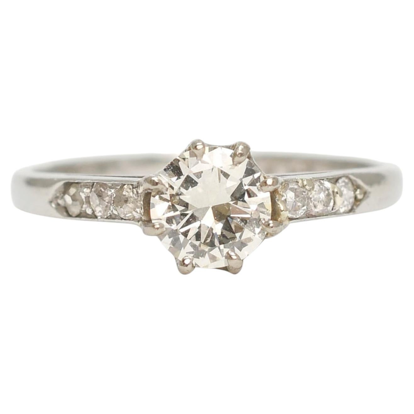 Art Deco Platinum Diamond Solitaire Engagement Ring, Circa 1930